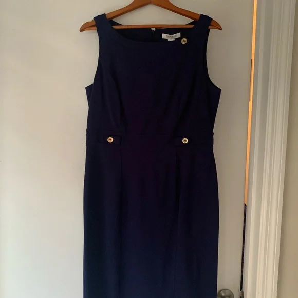 white house black market navy blue dress White House Black Market Navy Blue Butterfly Batwing Sleeve Dress Size 14